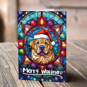 Carte de Noël Shar Pei dans un bonnet de Noel
