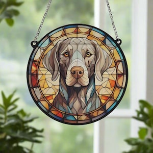 Weimaraner gebrandschilderd glaseffect Suncatcher