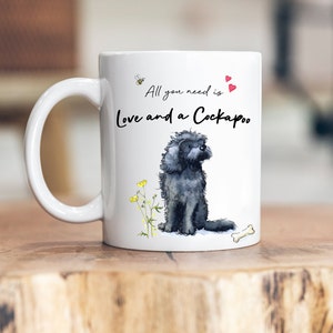 Tasse en céramique noire Love and a Cockapoo