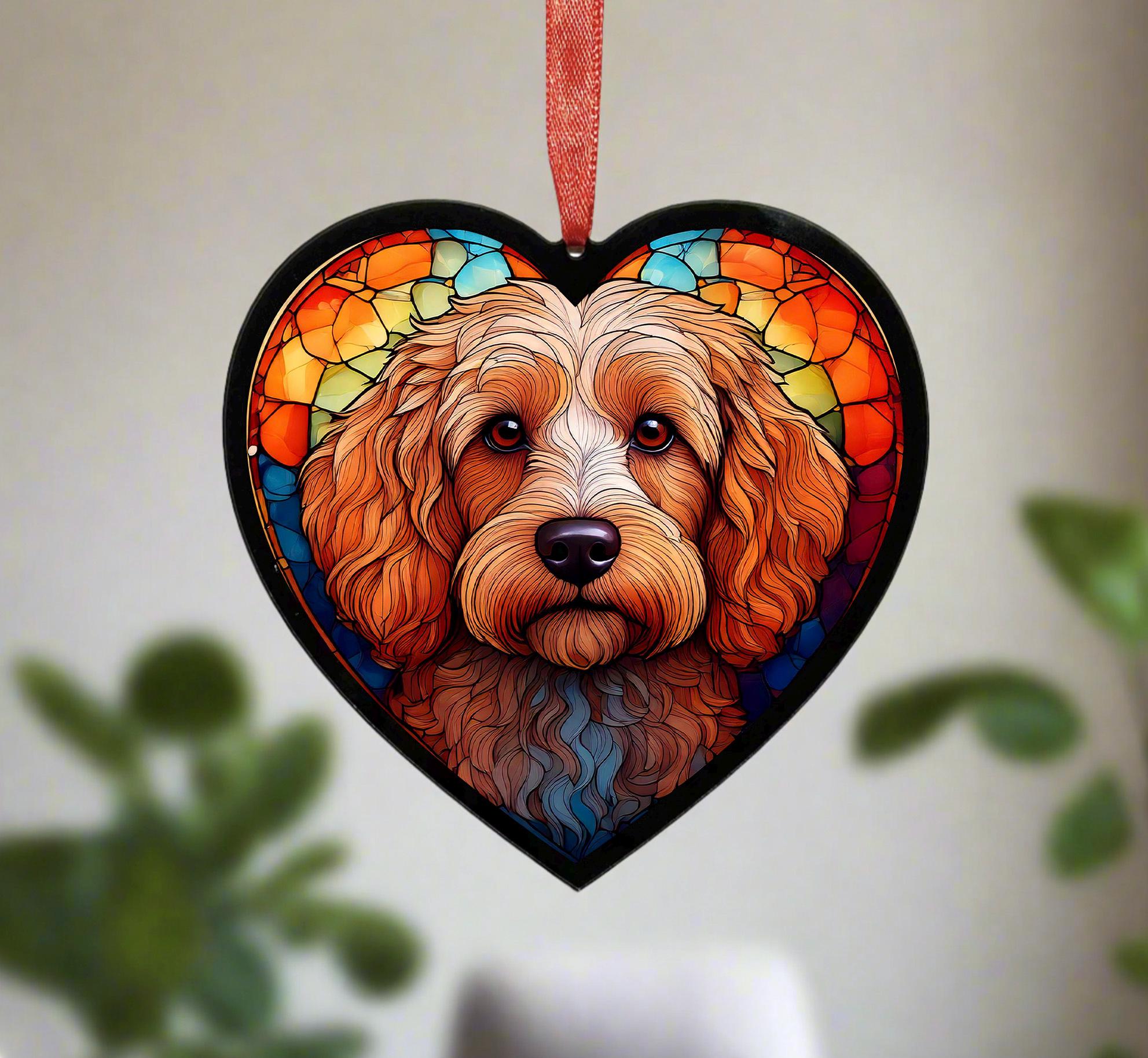 Cockapoo Stained Glass Pattern Cockapoo Stained Glass Effect Heart Suncatcher - Etsy