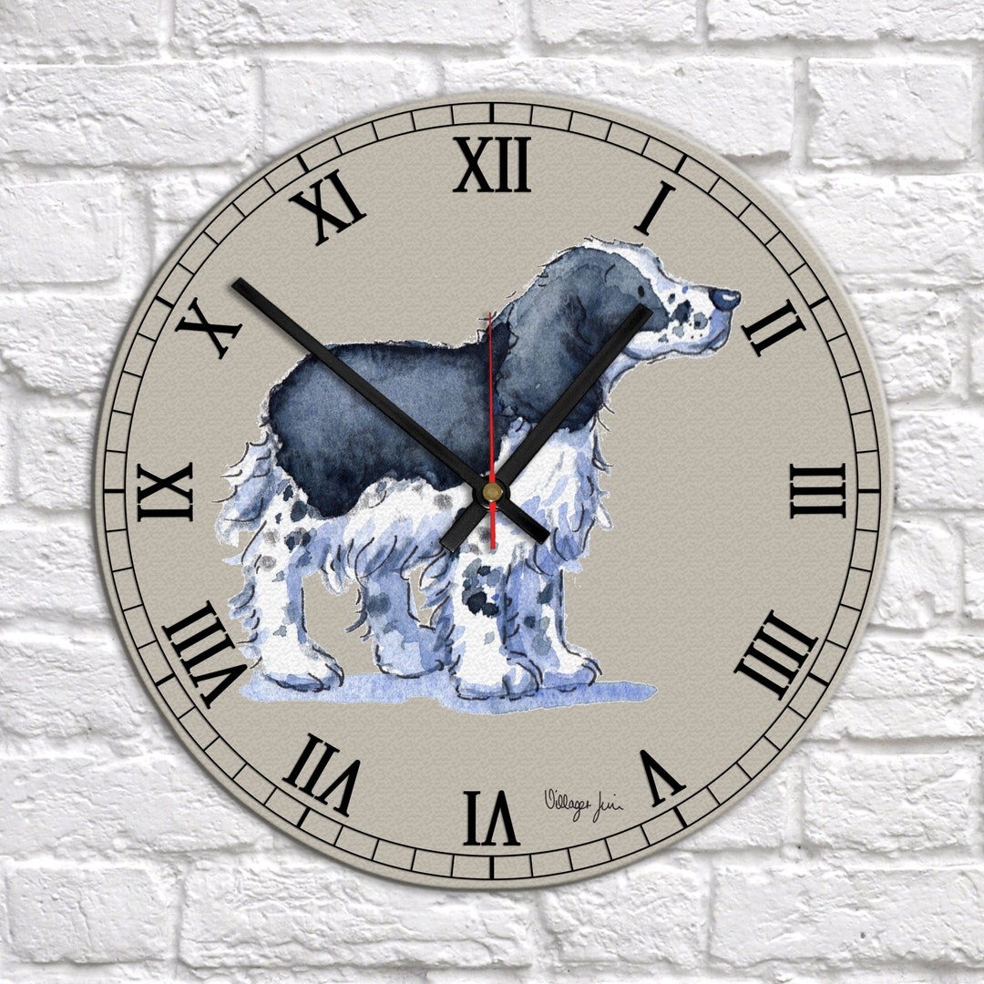 Cocker Spaniel Black & White Clock - Etsy