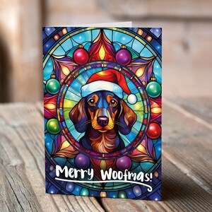 Carte de Noël Teckel dans un bonnet de Noel