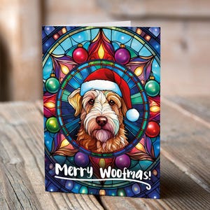 Carte de Noël Lakeland Terrier dans un bonnet de Noel