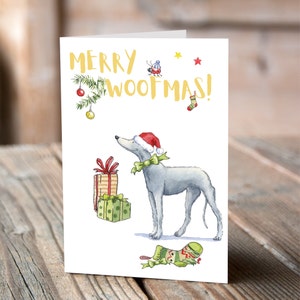 Cartolina di Natale grigia levriero