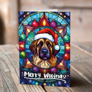 Carte de Noël Léonberg dans un bonnet de Noel