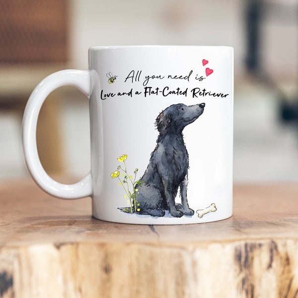 Love and a Flat Coated Retriever Ceramic Mug