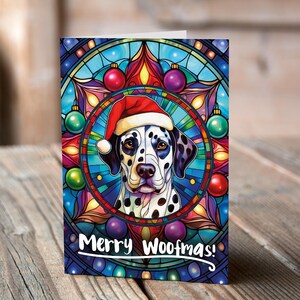 Carte de Noël Dalmatien dans un bonnet de Noel