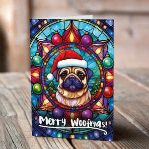 Carte de Noël Puggle in a Santa Hat