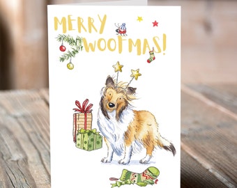 Carte de Noël Rough Collie
