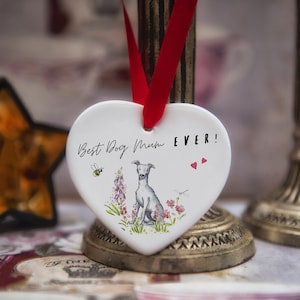 Best Dog Mum Whippet Ceramic Heart