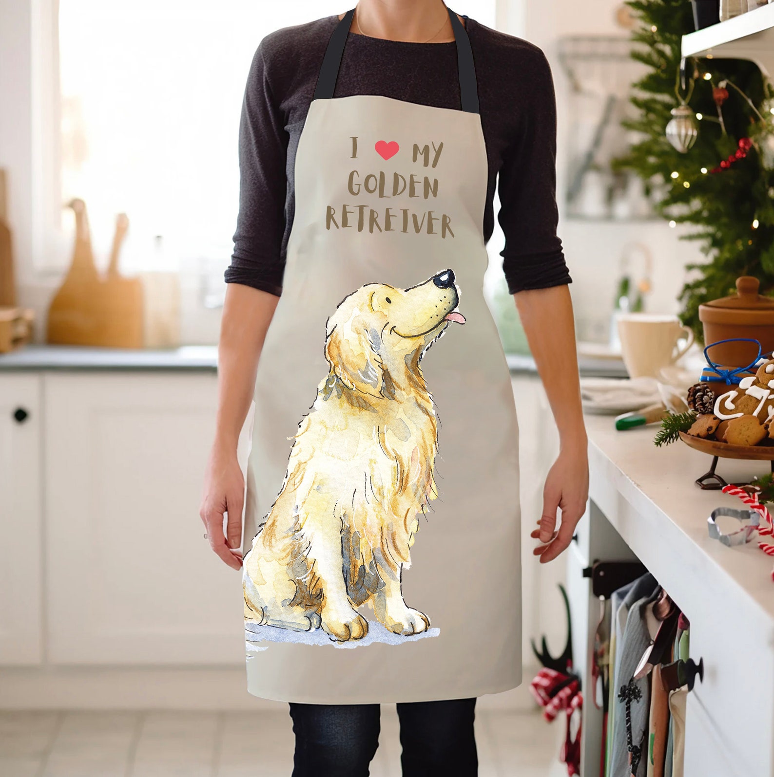 Golden Retriever Dog Funny Dog All Over Printed Adult Apron image 1