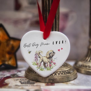 Best Dog Mum Cavapoo Blonde Ceramic Heart
