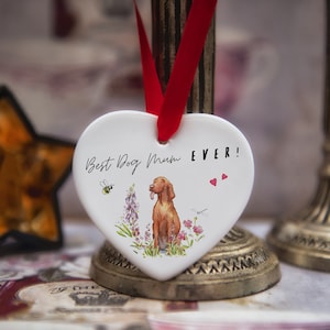 Best Dog Mum Vizsla Ceramic Heart