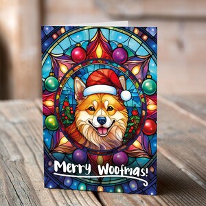 Carte de Noël Shiba Inu dans un bonnet de Noel