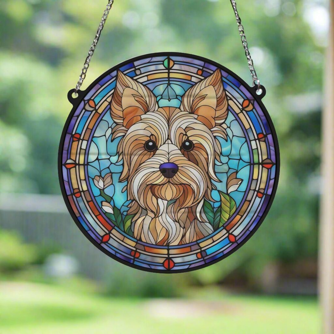 ヨークシャーテリアのステンドグラス風サンキャッチャー - Etsy 日本