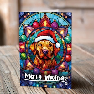 Carte de Noël Renard du Labrador rouge dans un bonnet de Noel