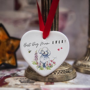 Best Dog Mum Bichon Frise Ceramic Heart
