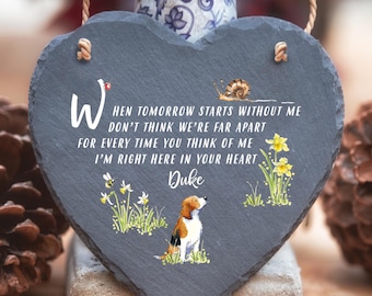 Pamiątkowe serce z łupka Beagle Pet Memorial