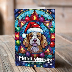 Carte de Noël Cockapoo dans un bonnet de Noel