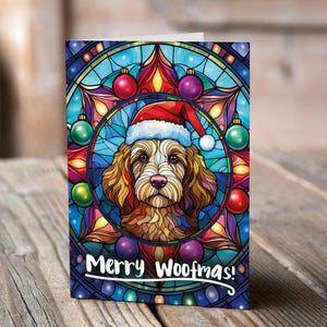 Carte de Noël Cavapoo dans un bonnet de Noel
