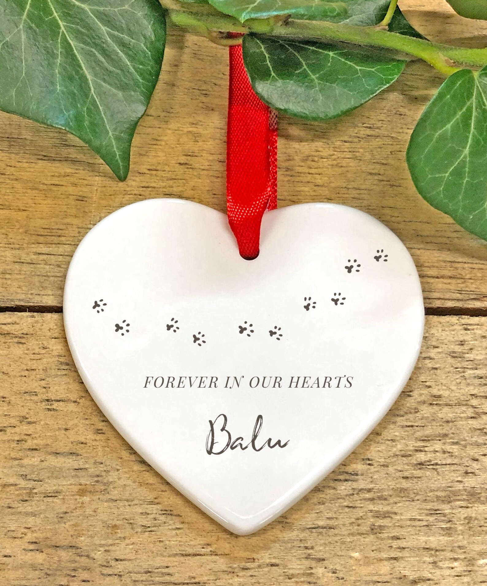 Personalised Forever in our Hearts Ceramic Heart  Decorations image 1
