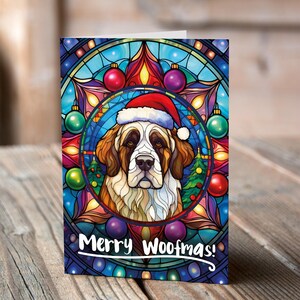 Carte de Noël Saint Bernard dans un bonnet de Noel