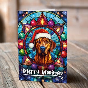 Carte de Noël Rhodesian Ridgeback dans un chapeau de père Noël