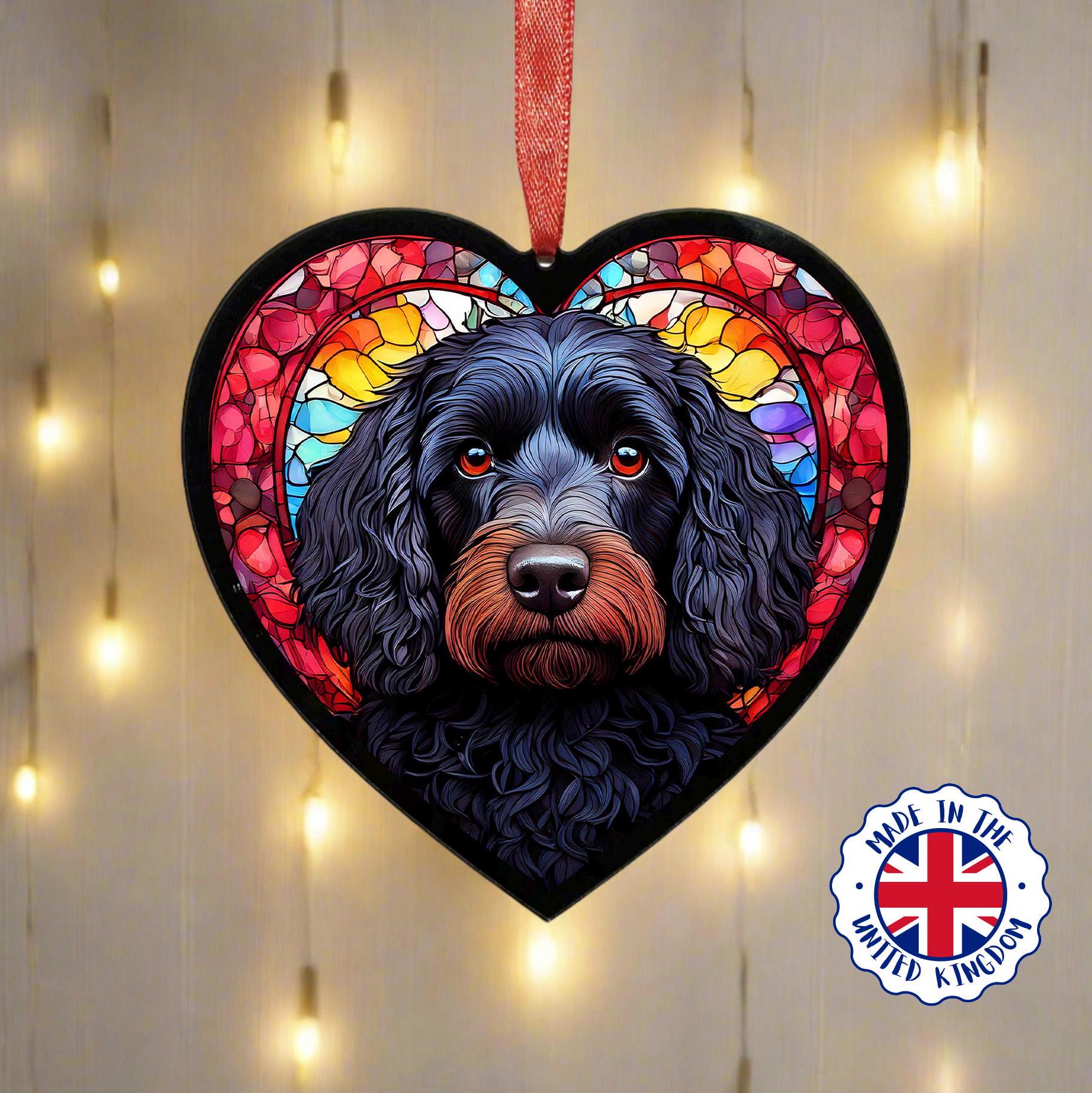 Stained Glass Cockapoo Cockapoo Stained Glass Effect Heart Suncatcher - Etsy