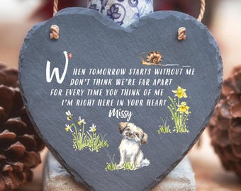 Lhasa Apso Pet Memorial Slate Heart