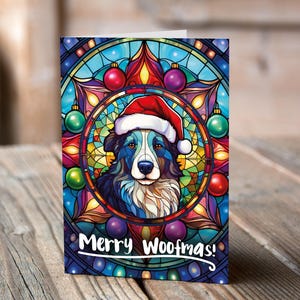 Carte de Noël Border Collie dans un bonnet de Noel
