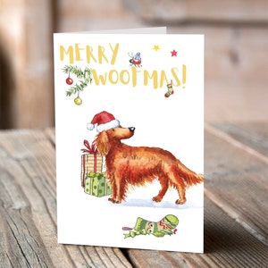 Carte de Noël Setter rouge