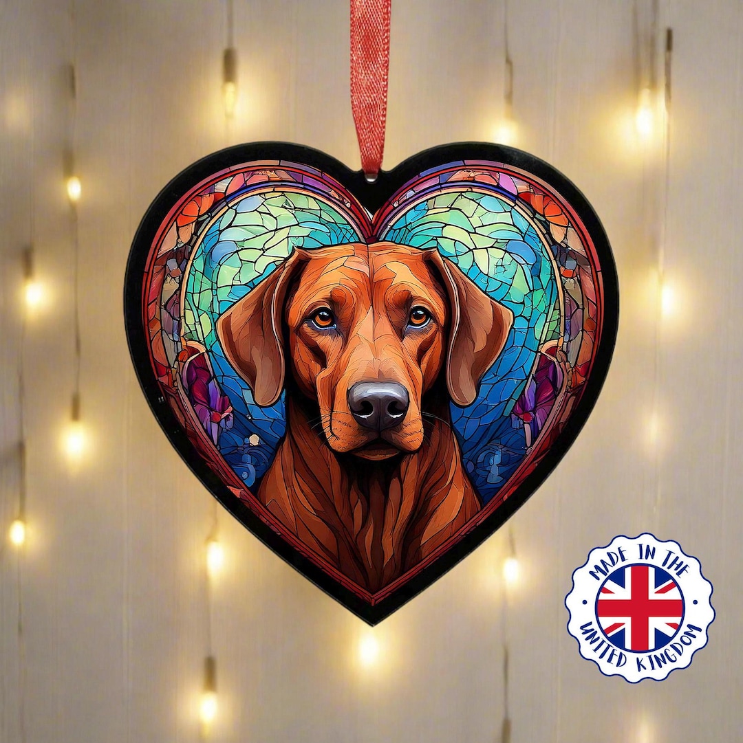 Stained Glass Pattern Rhodesian Ridgeback Rhodesian Ridgeback Stained Glass Effect Heart Suncatcher - Etsy