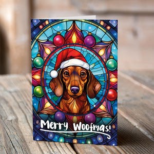 Carte de Noël Teckel rouge dans un bonnet de Noel