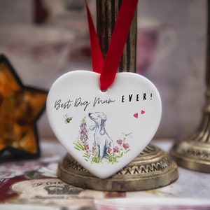 Best Dog Mum Bedlington Terrier Ceramic Heart