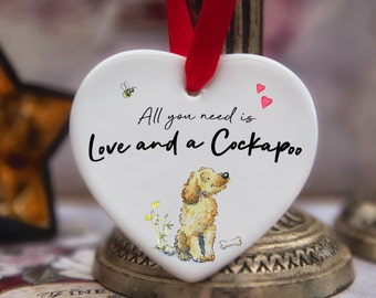 Love and a Cockapoo Ceramic Heart