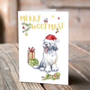 Old English Sheepdog Weihnachtskarte