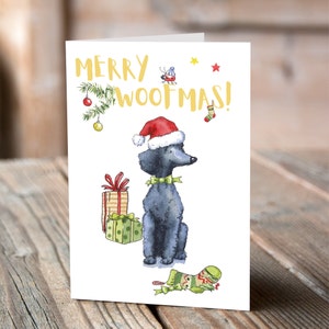 Poodle Black Christmas Card