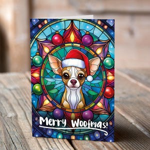 Carte de Noël Chihuahua faon dans un bonnet de Noel