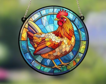Chicken Stained Glass Effect Suncatcher