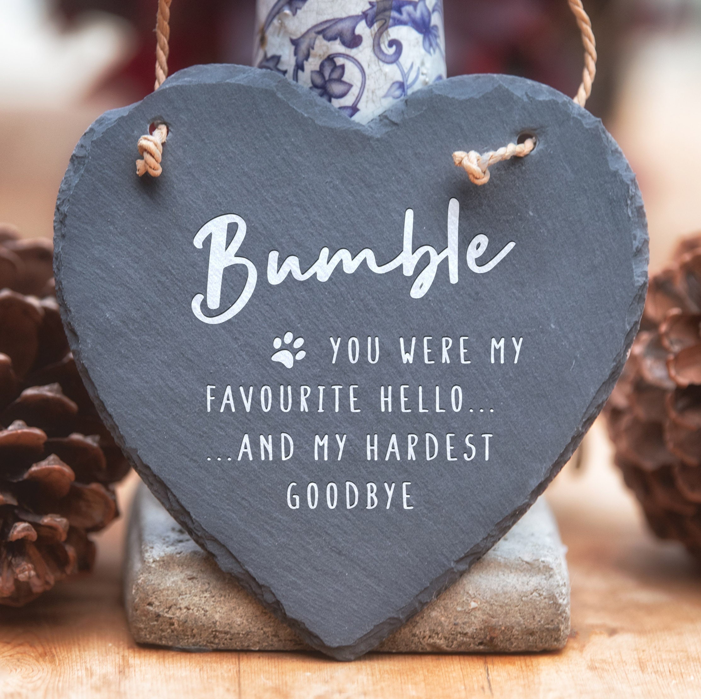 Favourite Hello, Hardest Goodbye - Personalised Pet Slate Heart - Etsy