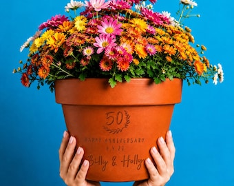 Personalisierter Blumentopf alles Gute zum Jubiläum