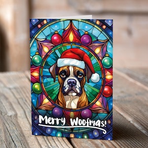 Carte de Noël Boxer dans un bonnet de Noel