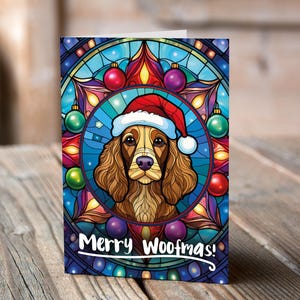 Carte de Noël Cocker Spaniel au chocolat dans un bonnet de Noel