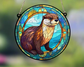 Otter Stained Glass Effect Suncatcher