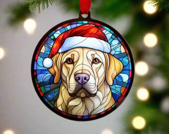 Orecchini Di Natale In Acrilico Con Cappello Di Babbo Natale E Labrador Retriever: Pendenti Divertenti Per Amanti Dei Cani, Regalo Donna - 3