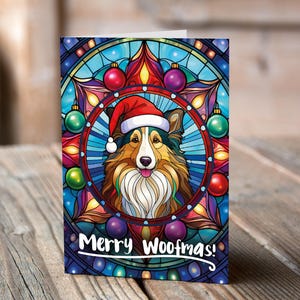 Cartão de Natal Sheltie com chapéu de Papai Noel