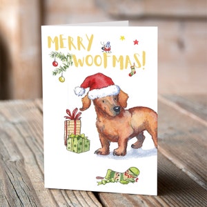 Teckel rode kerstkaart