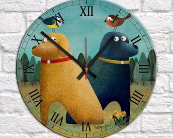 Sitting in Jims Garden - Labradorable Art Clock