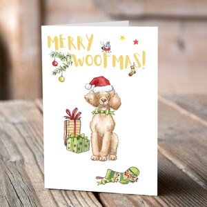 Poodle Blonde Christmas Card
