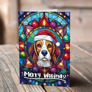 Carte de Noël Beagle dans un bonnet de Noel